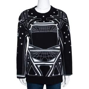 Givenchy Monochrome Knit Geometric Stars Print Sweatshirt L 