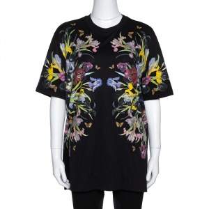 Givenchy Black Floral Print Cotton Crew Neck T-Shirt S