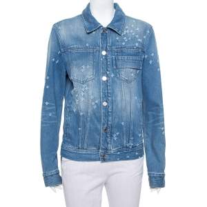 Givenchy Blue Denim Distressed Button Front Jacket M
