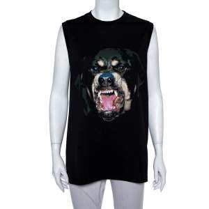 Givenchy Black Rottweiler Print Sleeveless T-Shirt XS 