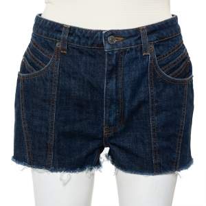 Givenchy Navy Blue Denim Raw Edge Detail Classic Shorts M