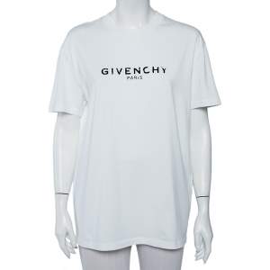 Givenchy White Vintage Logo Printed Cotton Oversized T-Shirt XS