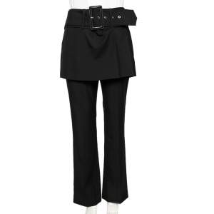 Givenchy Black Wool Belted Skirt Detail Trousers L 