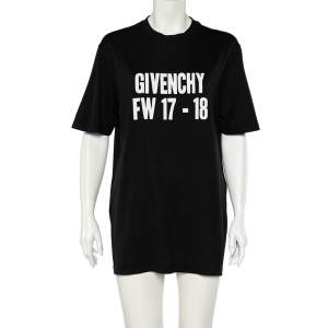 Givenchy Black Logo Season Print Cotton Oversized T-Shirt M