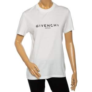 Givenchy White Logo Printed Cotton Crewneck T-Shirt XS