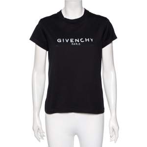 Givenchy Black Cotton Faded Logo Printed Crewneck T-Shirt S
