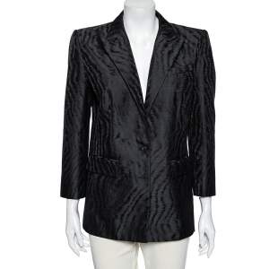 Givenchy Black Moire Jacquard Single Breasted Blazer L