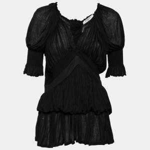 Givenchy Black Stretch Knit Ruched Draped Top M