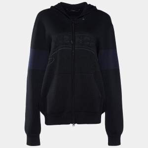 Givenchy Black Wool Zip Front Hoodie XL