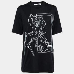 Givenchy Black Bambi Print Jersey Crew Neck T-Shirt S