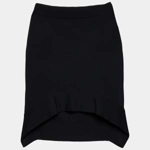 Givenchy Black Jersey Mini Ruffle Asymmetrical Hem Mini Skirt M