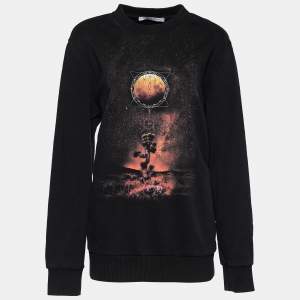 Givenchy Black Graphic Print Cotton Crew Neck Sweatshirt L