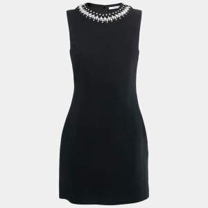 Givenchy Black Crepe Neck-Embellished Sheath Dress M