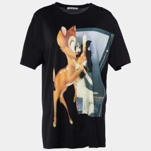 Givenchy Black Bambi Printed Cotton Short Sleeve T-Shirt S