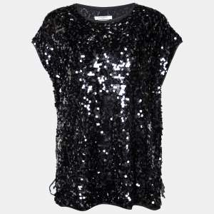 Givenchy Black Sequin Embellished Chiffon Top S
