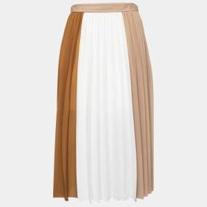 Givenchy Beige & White Plisse Pleated Skirt S