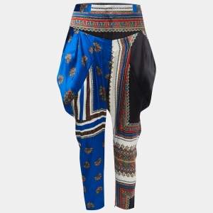 Givenchy Blue Printed Silk Tapered Leg Pants M