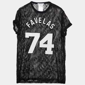 Givenchy Black Lace Favelas Applique Sheer Top S