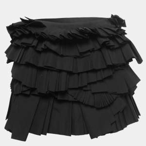 Givenchy Black Ruffled Cotton Mini Skirt S