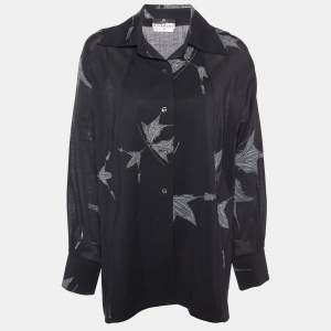 Givenchy Vision Black Printed Wool Button Front Shirt XL
