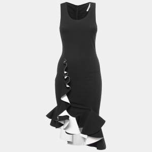 Givenchy Black Knit Sleeveless Ruffled Midi Dress S