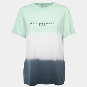 Givenchy Green/Blue Tye Dye Cotton Logo T-Shirt XS