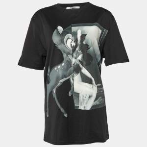 Givenchy Black Bambi Printed Cotton Knit Oversized T-Shirt M