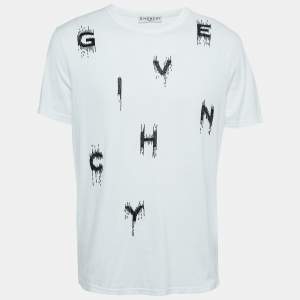 Givenchy White Logo Embroidered Cotton Half Sleeve T-Shirt S