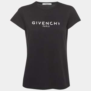 Givenchy Black Vintage Logo Print Cotton Short Sleeve T-Shirt XS