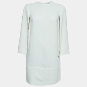 Givenchy White Crepe Cape Sleeve Detail Shift Dress M