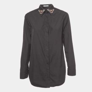 Givenchy Black Cotton Butterfly Patch Collar Button Front Shirt M