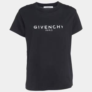 Givenchy Black Blurred Logo Print Half Sleeve T-Shirt L