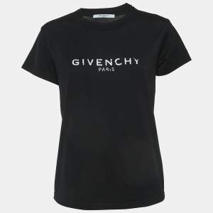Givenchy Black Cracked Logo Print Cotton Jersey T-Shirt M