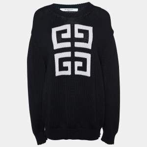 Givenchy Black 4G Logo Cotton Knit Crew Neck Jumper M