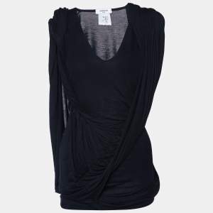 Givenchy Black Jersey Draped Sleeveless Top S