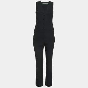 Givenchy Black Crepe Buttoned Sleeveless Jumpsuit S