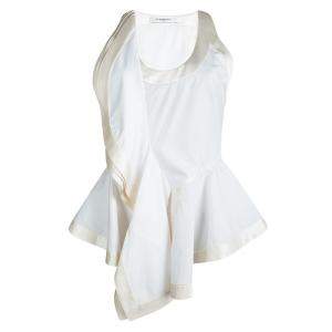 Givenchy White Silk Trim Ruffle Detail Sleeveless Top L