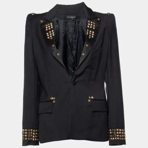 Givenchy Black Wool Studded Button Front Blazer M