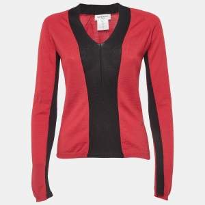 Givenchy Red/Black Jersey Colorblock Sweatshirt S