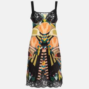 Givenchy Multicolor Printed Lace Trim Satin Slip Dress M