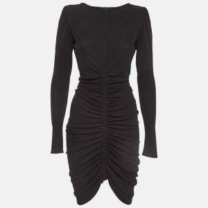 Givenchy Black Jersey Ruched Mini Dress S