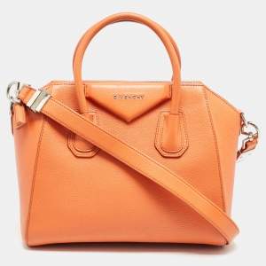 Givenchy Orange Leather Small Antigona Satchel