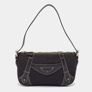 Pre Owned Givenchy Black Fabric and Leather Zip Hobo