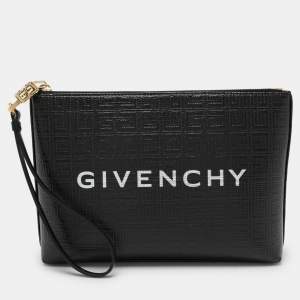 Givenchy Black Monogram Coated Canvas Logo Detail 4G Pouch