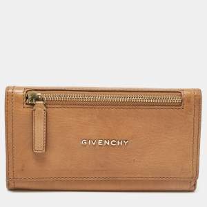 Givenchy Brown Leather Front Zip Continental Wallet