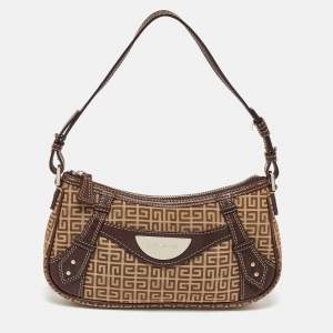 Givenchy Brown Monogram Canvas and Leather Baguette