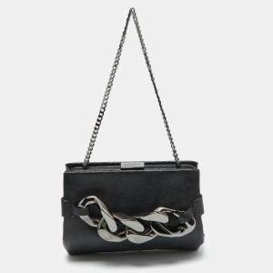 Givenchy Black Leather Chain-Link Accent Clutch