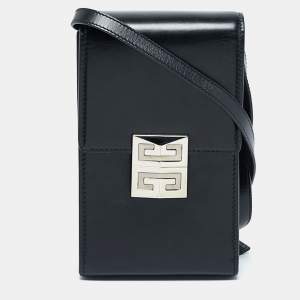 Givenchy Black Glossy Leather Mini 4G Crossbody Bag