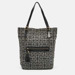 Givenchy Grey/Black Monogram Canvas and Leather Tassel Zip Tote
