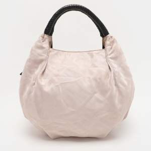 Givenchy Light Beige/Black Monogram Nylon and Leather Hobo